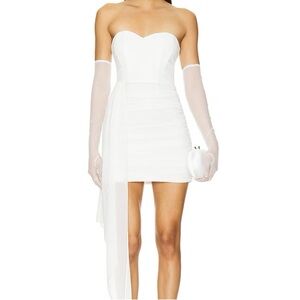 Superdown Alivia Mini Dress White with Gloves Size Small